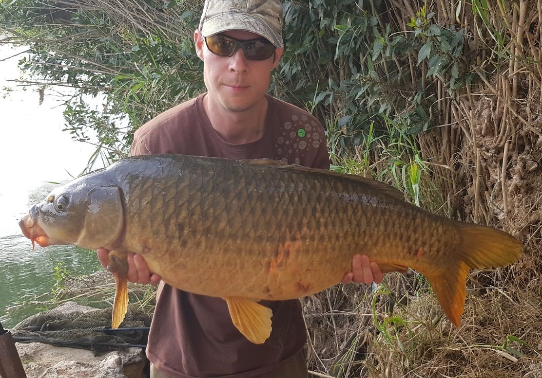 Carp fishing the River Ebro. Jim37lb8ozside1